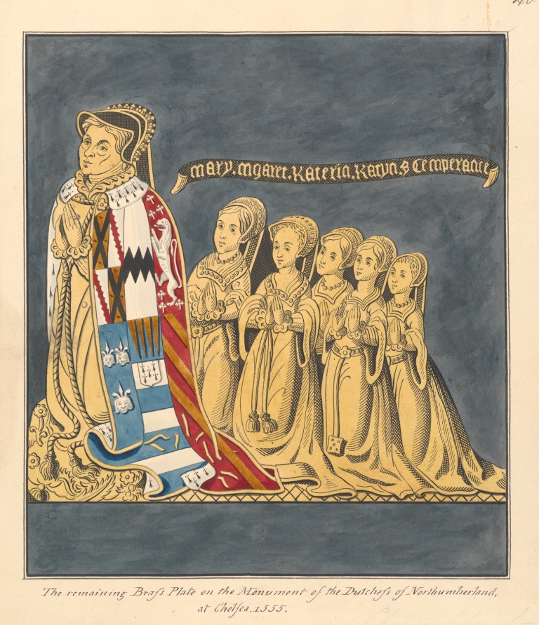 Brass Plate Monument of the Duchess of Northumberland and Her Daughters, Chelsea Church by Daniel Lysons