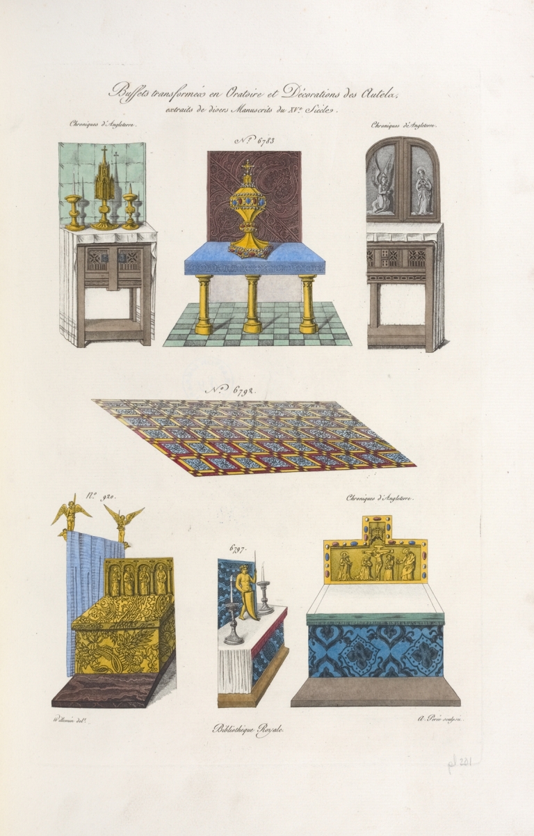 Buffets transformés en oratoire et décorations des autels, extraits de divers manuscrits du XVe. siècle. by Nicolas Xavier Willemin