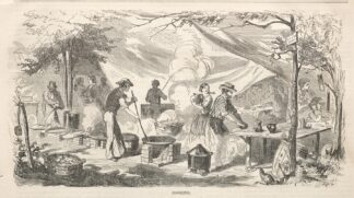 Camp Meeting Sketches; Cooking by Winslow Homer