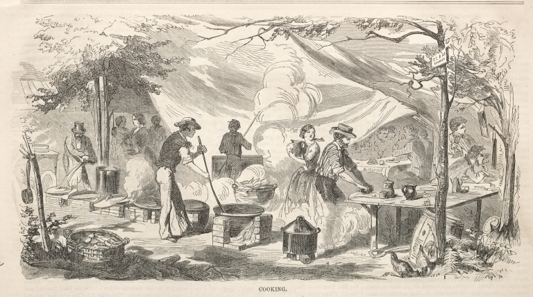 Camp Meeting Sketches; Cooking by Winslow Homer