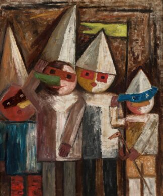 Carnival of children with a flag by Tadeusz Makowski