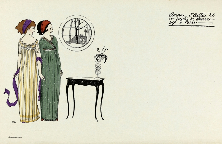 Carte publicitaire illustrée de la maison Poiret by Paul Iribe
