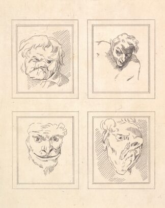 Characaturas by Leonardo da Vinci Pl.11 by Wenceslaus Hollar