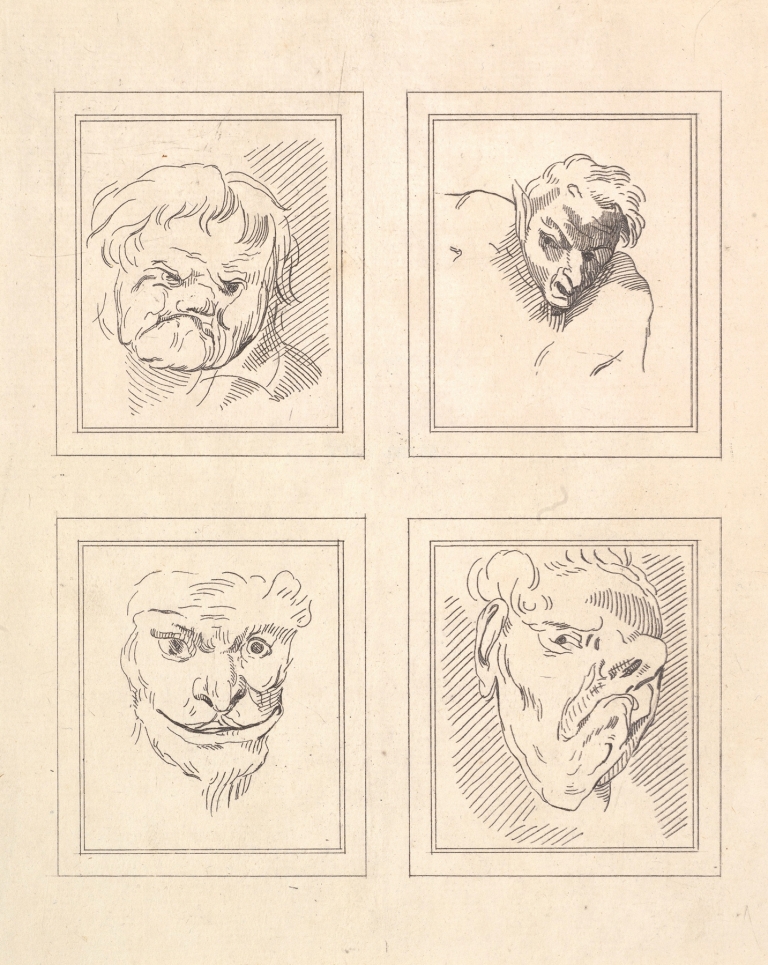 Characaturas by Leonardo da Vinci Pl.11 by Wenceslaus Hollar