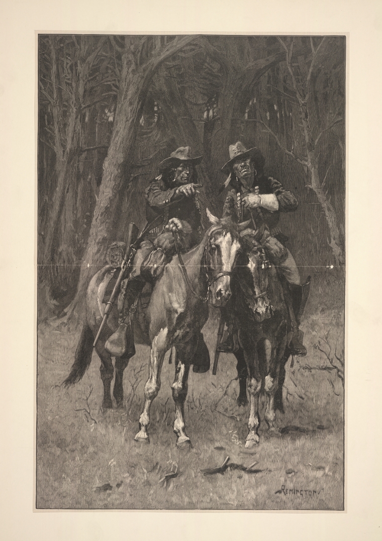 Cheyenne Scouts Patrolling the Big Timber of the North Canadian, Oklahoma by Frederic Remington