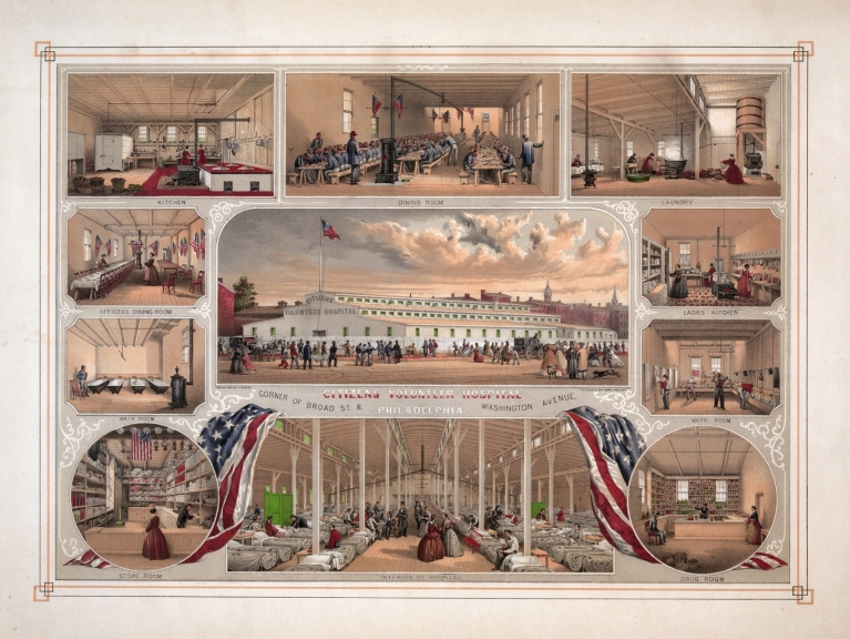 Citizens volunteer hospital corner of Broad St. & Washington Avenue, Philadelphia by James Fuller Queen