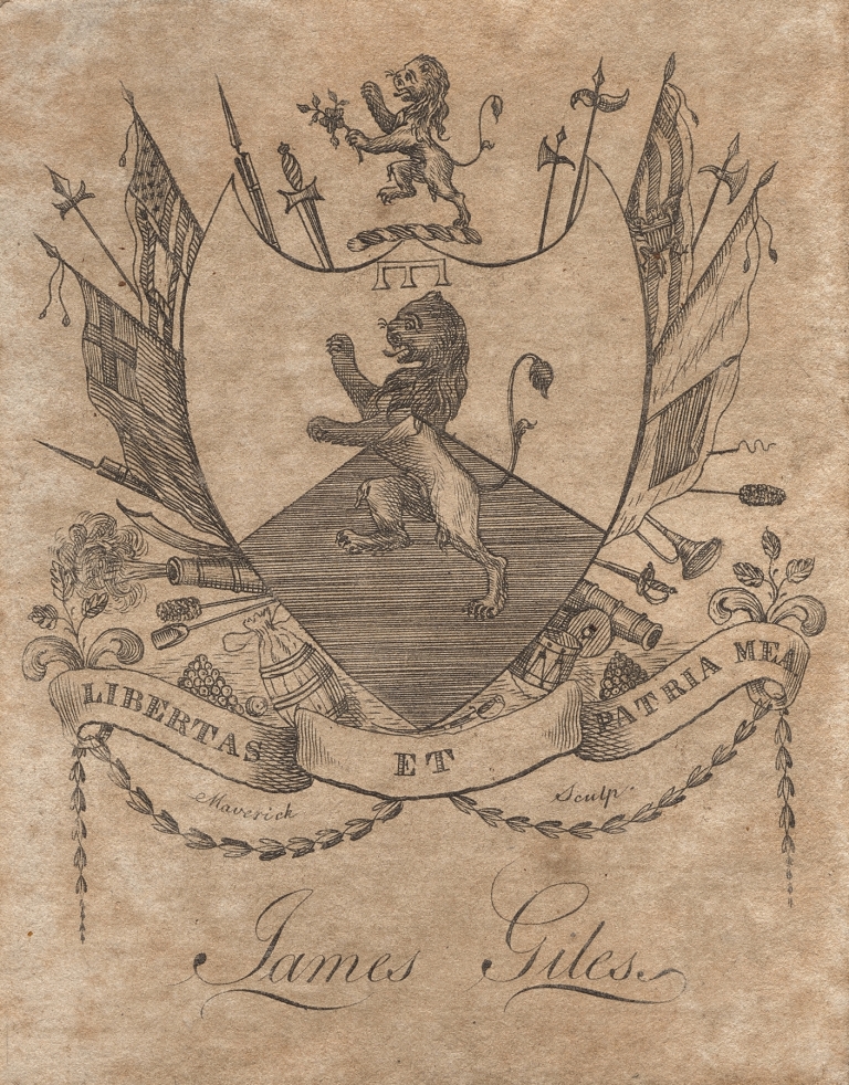 Coat of Arms with James Giles inscribed below by Peter Rushton Maverick