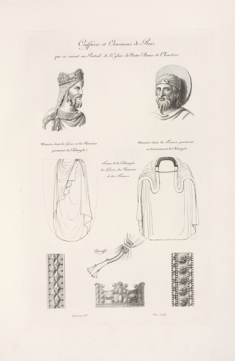 Coiffures et ornemens de rois, qui se soient au portail de l’église de Notre-Dame de Chartres. by Nicolas Xavier Willemin