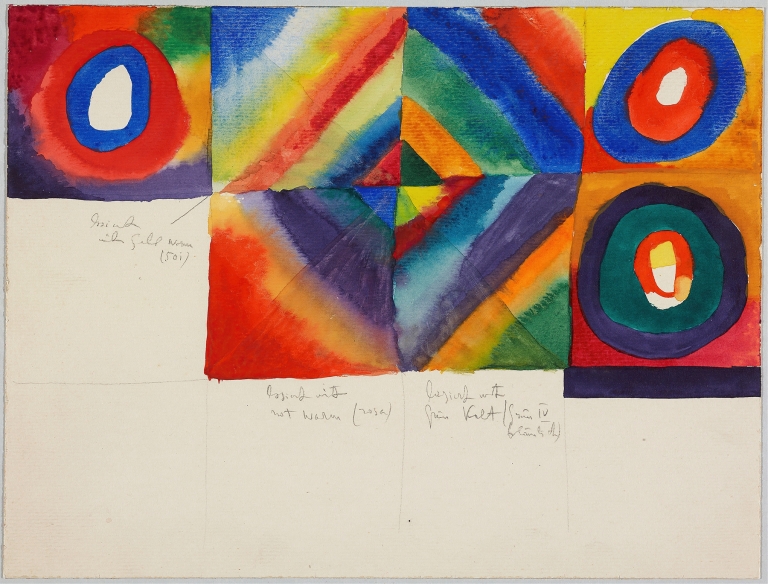 Color studies with information on painting technique by Wassily Kandinsky
