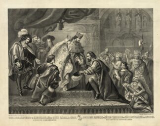 Columbus reception by the King Ferdinand and Queen Isabella of Spain after his first return from America by Henry Jerome Schile