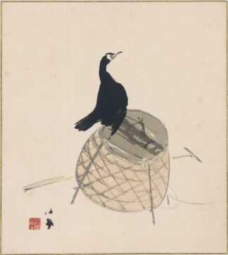 Cormorant on a Basket by Takeuchi Seihō