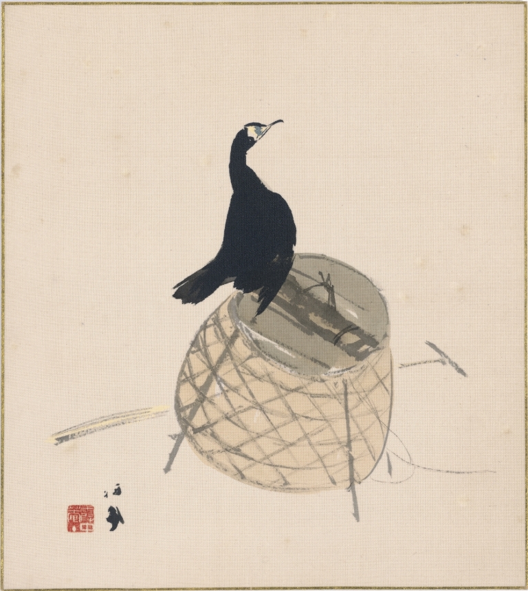Cormorant on a Basket by Takeuchi Seihō