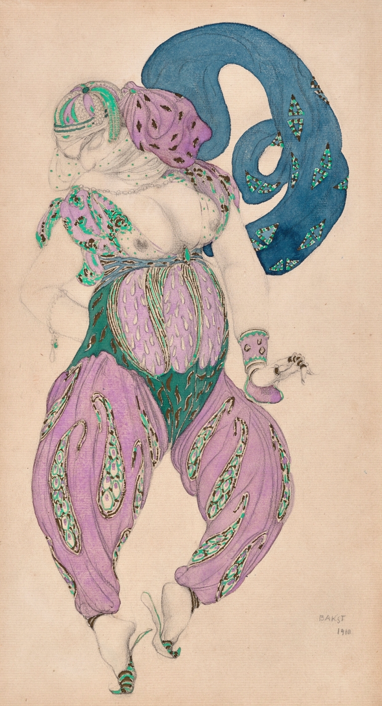 Costume design for ‘Scheherazade’; Almée by Léon Bakst