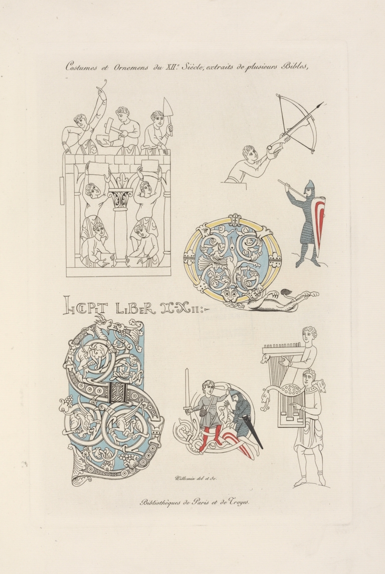 Costumes et ornemens du XIIe. siècle, extraits de plusieurs bibles. by Nicolas Xavier Willemin