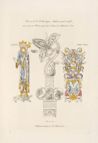 Crosse de l’archevêque Atalde, mort en 933, trouvée dans son tombeau, placée dans le chœur de la cathédrale de Sens. by Nicolas Xavier Willemin