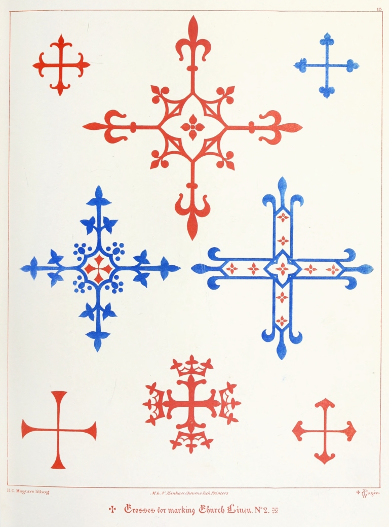 Crosses for marking Church Linen by Augustus Pugin