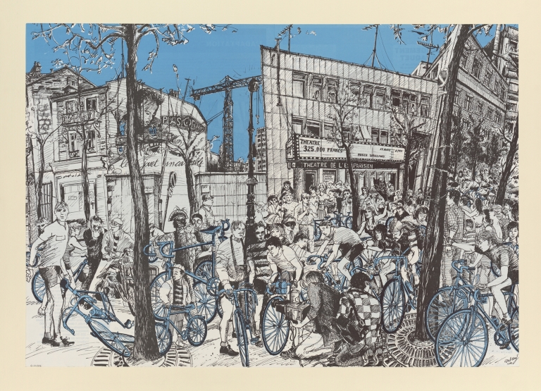 Cyclistes devant le théâtre de l’Est Parisien by Anonymous