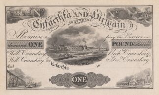Cyfarthfa and Hirwaun Iron Works one pound note by Perkins & Heath