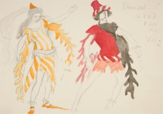 Dancers, costume sketch for Henry Irving’s Planned Production of King Richard II by Edwin Austin Abbey