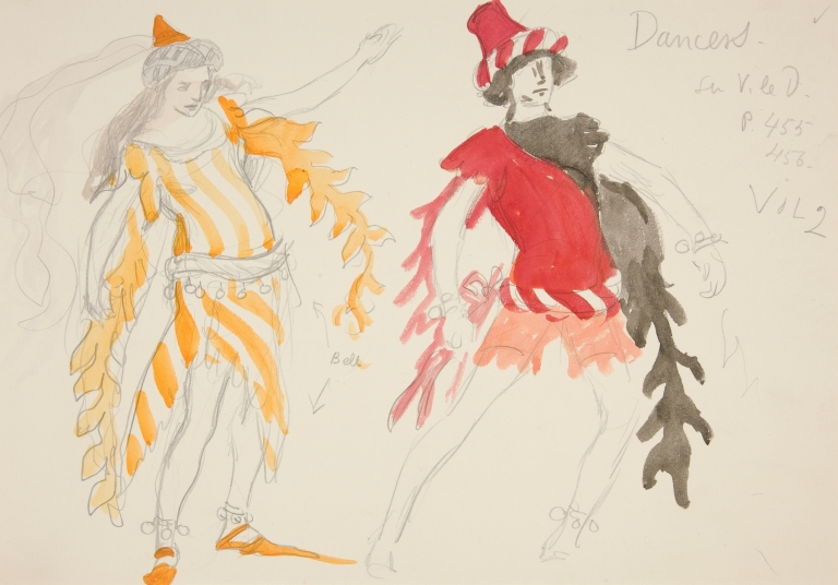 Dancers, costume sketch for Henry Irving’s Planned Production of King Richard II by Edwin Austin Abbey