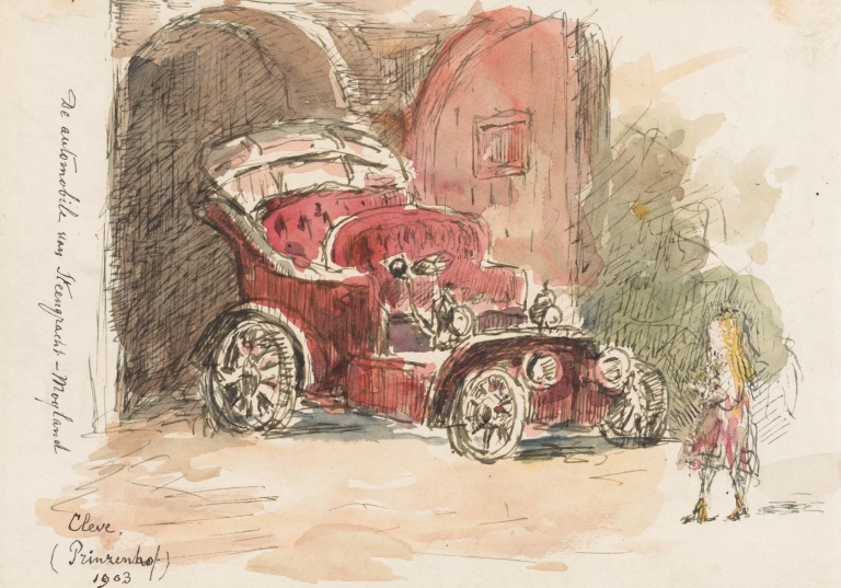 De automobile van Steengracht-Moyland in het Prinzenhof te Cleve by Carel Nicolaas Storm van 's-Gravesande