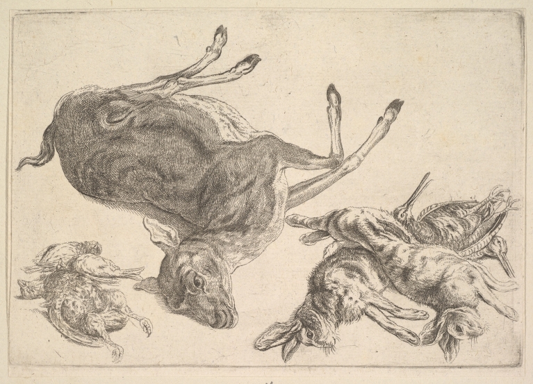 Dead deer, hares and game by Wenceslaus Hollar