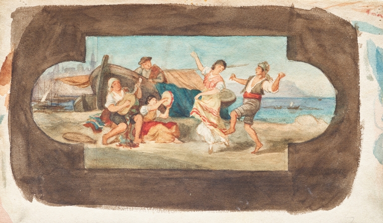 Der Tanz der Italiener – Entwurf eines Deckengemäldes by Franz von Matsch