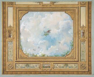Design for a ceiling decorated with clouds and birds by Jules-Edmond-Charles Lachaise