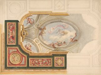 Design for a ceiling in Baroque style with a central panel in trompe l’oeil by Jules-Edmond-Charles Lachaise
