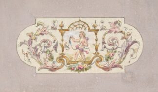 Design for a ceiling with a putto set in a border by Jules-Edmond-Charles Lachaise