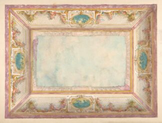 Design for a ceiling with trompe l’oeil balustrade and putti by Jules-Edmond-Charles Lachaise