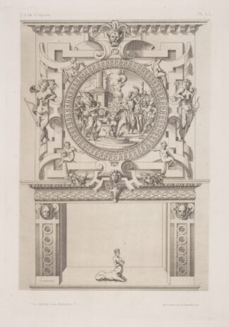 Design for a chimney piece with roundel of group surrounding a fire, possibly a religious ceremony by André-Charles Boulle