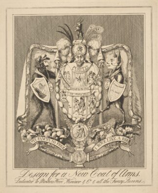 Design for a new coat of arms. Dedicated to Mothers Wood, Windsor & Co. & all the fancy Queens. by Theodore Lane