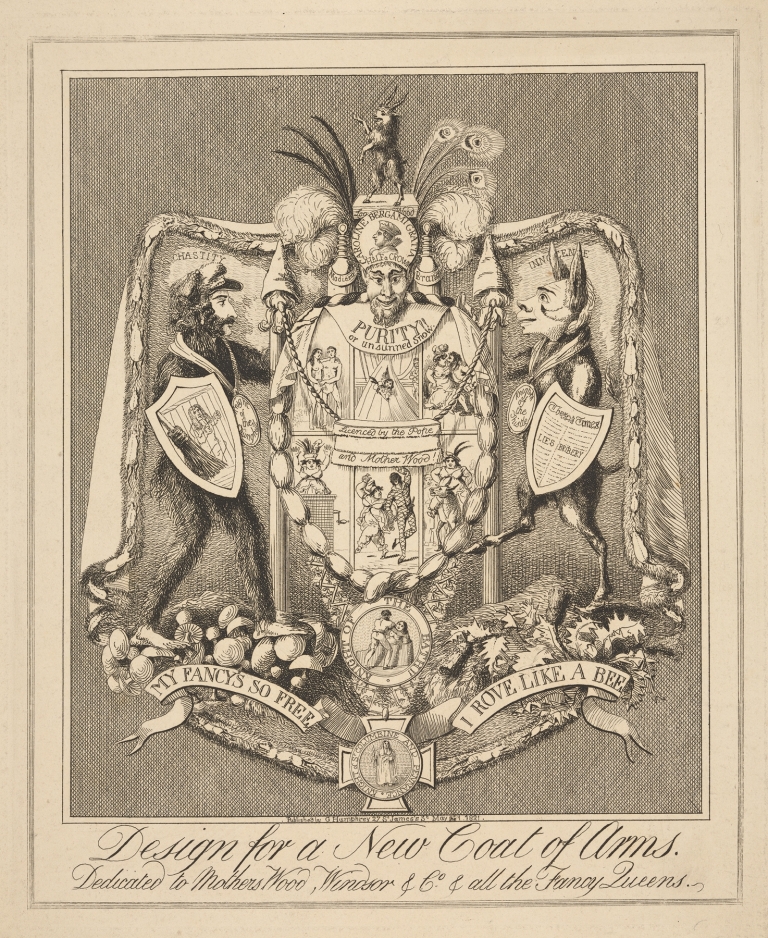 Design for a new coat of arms. Dedicated to Mothers Wood, Windsor & Co. & all the fancy Queens. by Theodore Lane