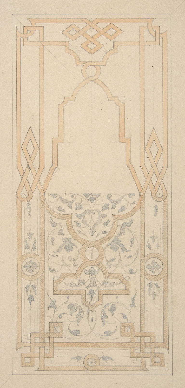 Design for a panel ornamented with strapwork and rinceaux by Jules-Edmond-Charles Lachaise