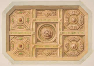 Design for a paneled ceiling with painted decoration by Jules-Edmond-Charles Lachaise