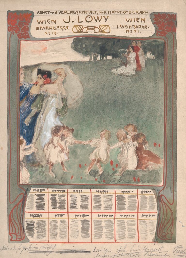 Design for a poster of calendar for J. Löwy, Vienna by Erwin Puchinger