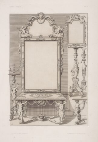 Design for a table and mirror with legs in shape of men and women. by André-Charles Boulle