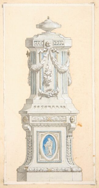 Design for an ornamented stone pedastal surmounted by an urn by Jules-Edmond-Charles Lachaise
