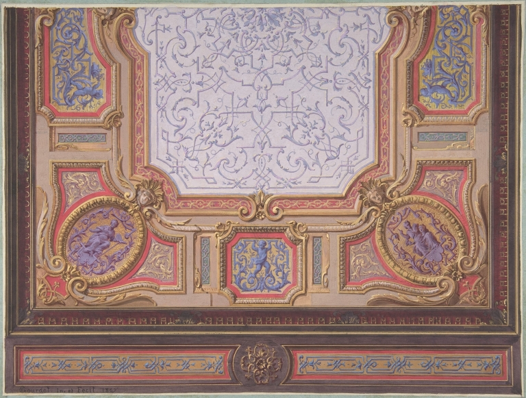 Design for Ceiling of Grand Salon, Hôtel Hope by Jules-Edmond-Charles Lachaise
