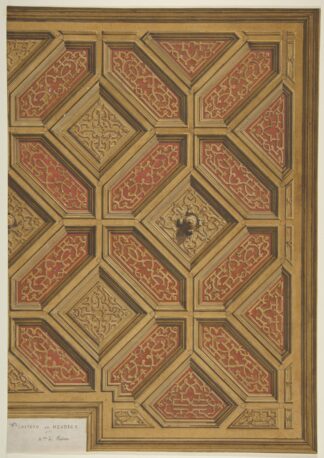 Design for Coffered Ceiling, Mme Païva’s Chateau at Neudeck by Jules-Edmond-Charles Lachaise