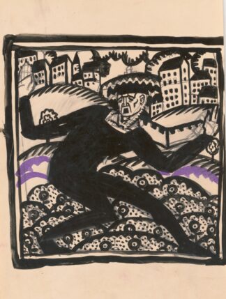 Design for fine art print, ‘The Mad Dancer’.] [Original study for woodcut print by Winold Reiss