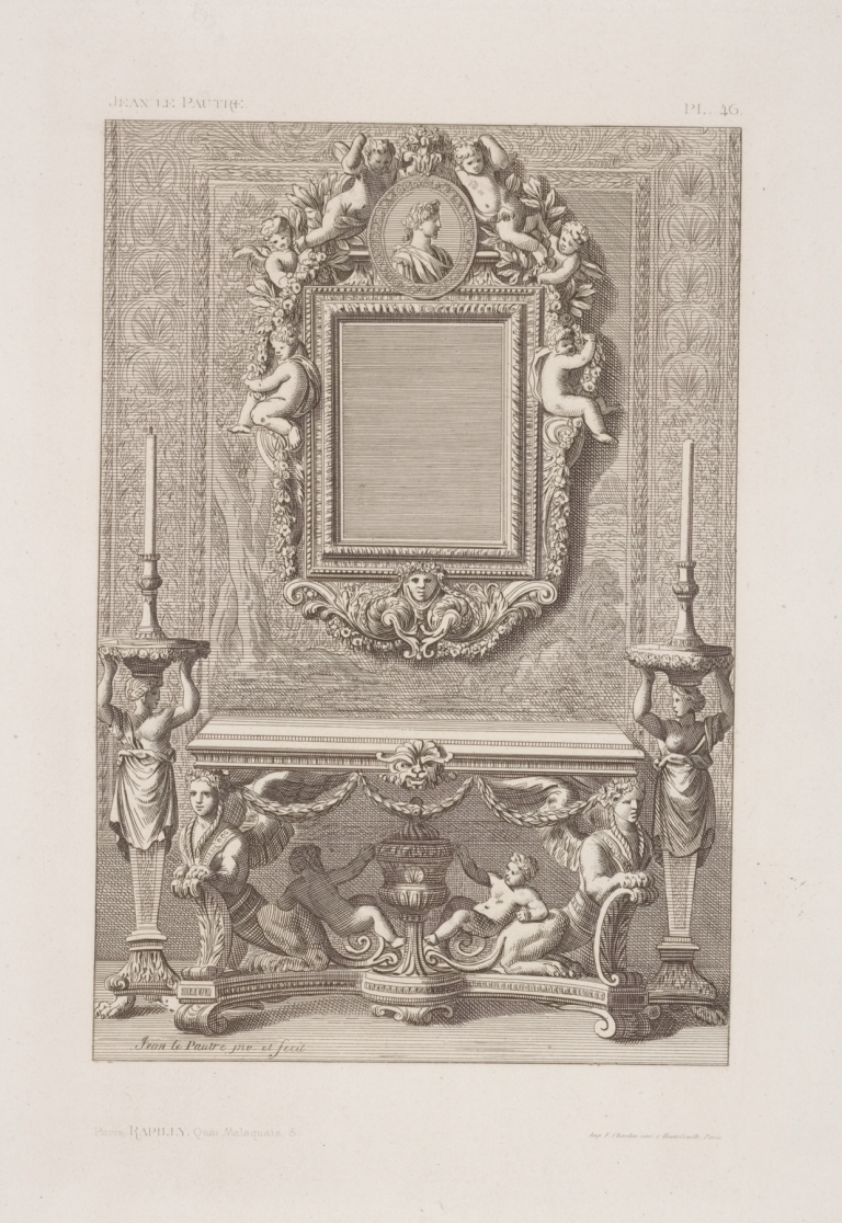 Design for table, two candlesticks, and mirror by André-Charles Boulle