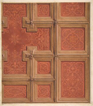 Design for the decoration of a coffered ceiling ornamented with the name ‘Racine’ and entwined letters; DD by Jules-Edmond-Charles Lachaise