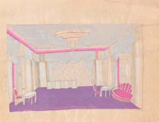 Design for the Lentheric Salon, Fifth Ave. & 58th St., Savoy-Plaza Hotel, New York, NY.] [Perspective sketch by Winold Reiss