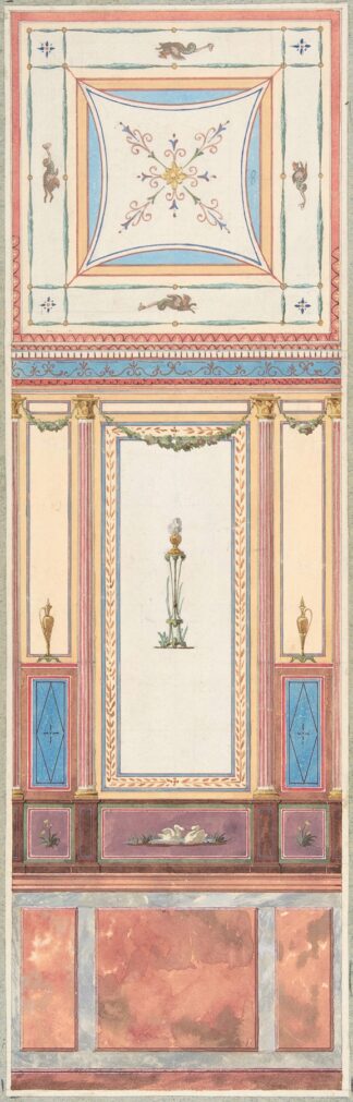 Design for Wall Paneling and Ceiling in Pompeiian Style, The Deepdene, Dorking, Surrey by Jules-Edmond-Charles Lachaise