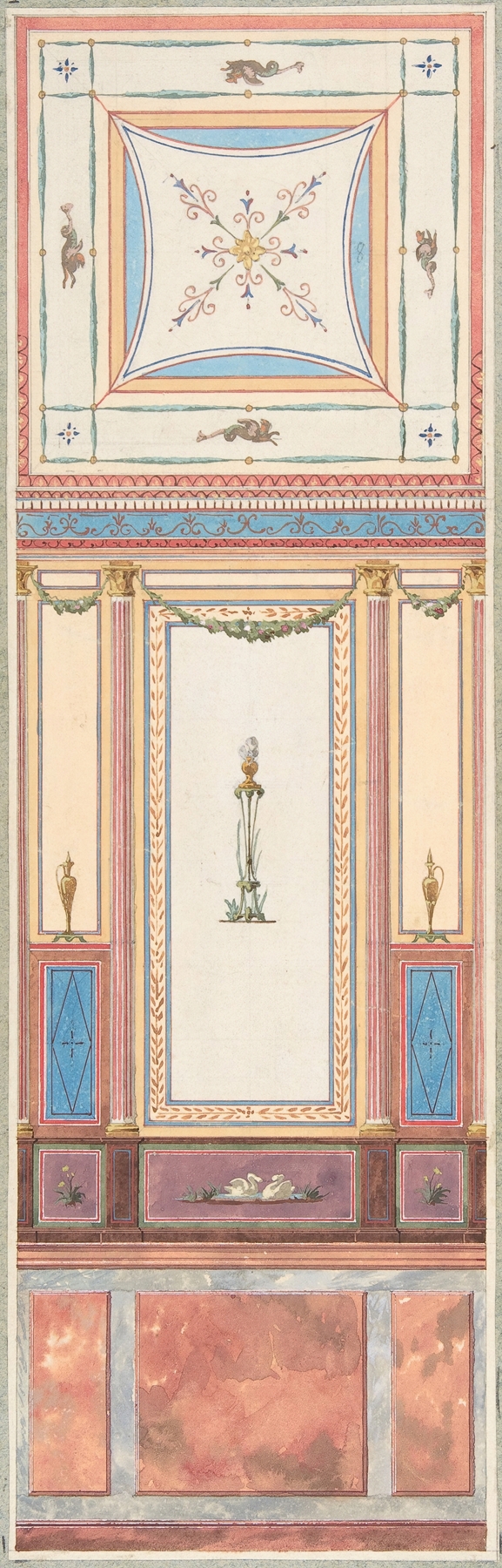 Design for Wall Paneling and Ceiling in Pompeiian Style, The Deepdene, Dorking, Surrey by Jules-Edmond-Charles Lachaise