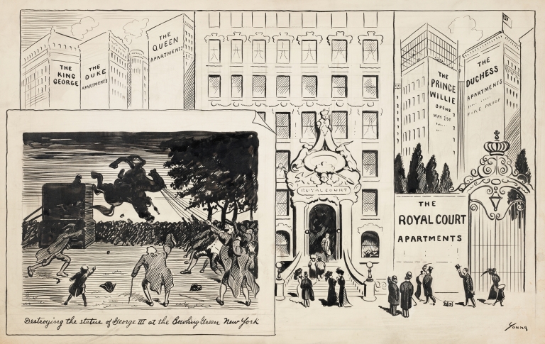 Destroying the Statue of George II at the Bowling Green New York by Art Young