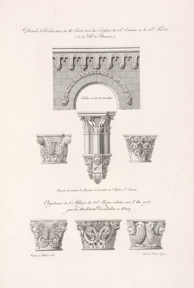 Détails d’architecture, du XIe. siècle tirés des edifices de St. Étienne et de St. Lucien. by Nicolas Xavier Willemin