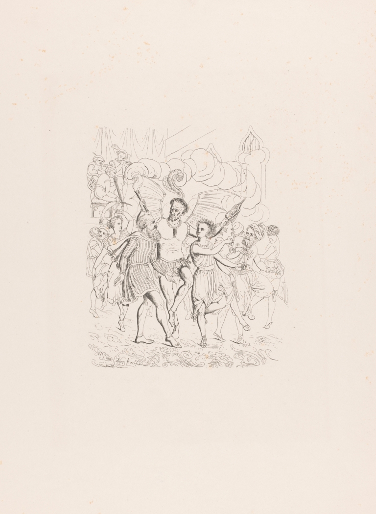 Devil and dancing figures by Wilhelmus Petrus van Geldorp